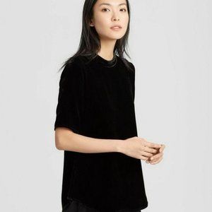Eileen Fisher Velvet Top Blouse XXS Black Women's